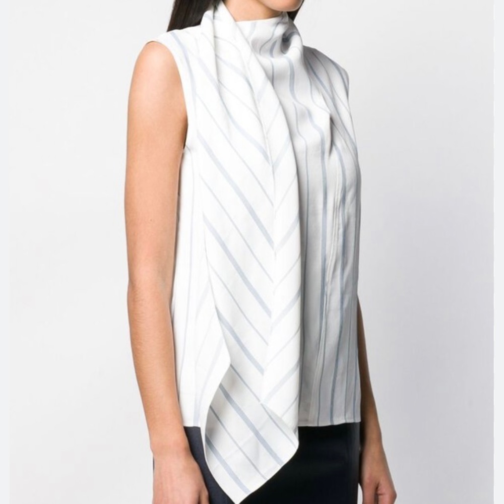 Joseph Birley Rayon White Red Stripe Designer Top Size 38